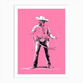 Cowboy Pink Background Art Print