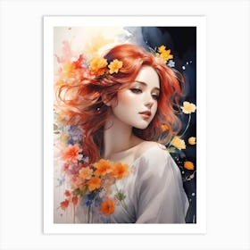 Girl With Red Hair Art Print