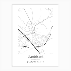 Llantrisant,United Kingdom Minimalist Map Art Print