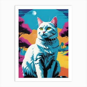 Cat In The Moonlight 2 Art Print