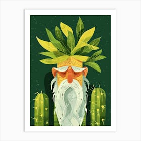 Old Man Cactus Minimalist Abstract Illustration 3 Art Print