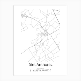 Sint Anthonis,Netherlands Minimalist Map Art Print