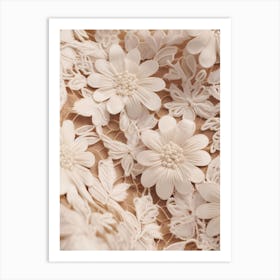 White Flowers On Lace 1 Art Print