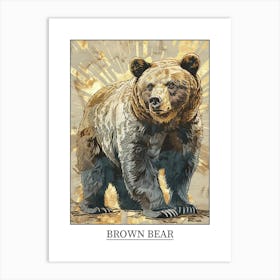 Brown Bear Precisionist Illustration 4 Poster Art Print