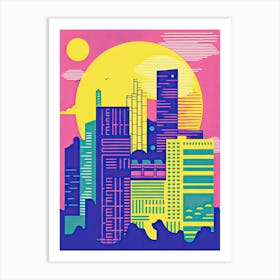 Perth In Risograph Style 2 Art Print