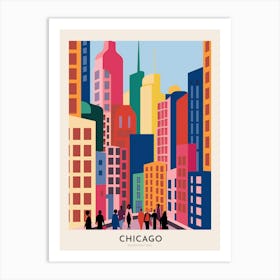 Magnificent Mile Chicago Colourful Travel Poster Art Print