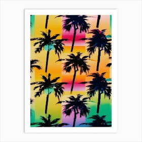 Palm Trees, Retro 80s Aesthetic, Colorful Art Print