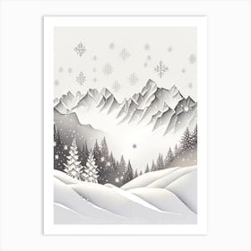 Snowflakes, In The Mountains, Snowflakes, Marker Art 2 Art Print
