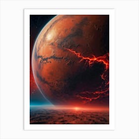 Red Mars Planet Landscape Art Print