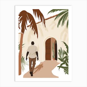 Man Walking Into A House Art Print