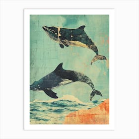 Kitsch Retro Whale Collage 1 Art Print