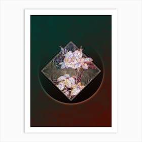 Abstract White Rose Floral Mosaic Botanical Illustration n.0216 Art Print