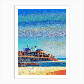 Huntington Beach, City Us  Pointillism Art Print