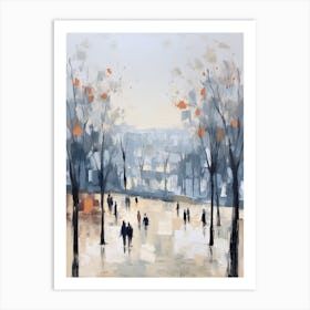 Winter City Park Painting Montjuc Park Barcelona 3 Art Print