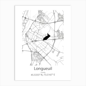 Longueuil,Canada Minimalist Map Art Print