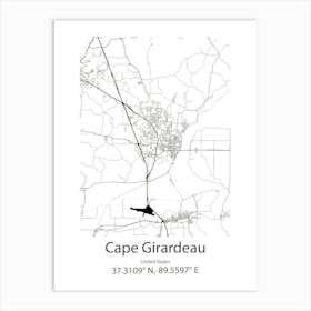 Cape Girardeau,United States Minimalist Map 1 Art Print