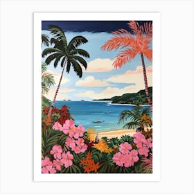 Half Moon Bay, Antigua, Matisse And Rousseau Style 3 Art Print