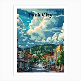 Park City Utah Townscape Travel Illustration Art Print