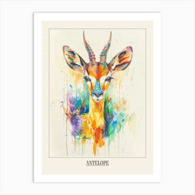 Antelope Colourful Watercolour 2 Poster Art Print
