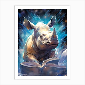 Rhino Reading A Book Art Print