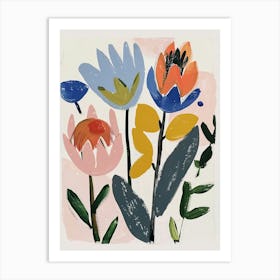 Painted Florals Protea 1 Art Print