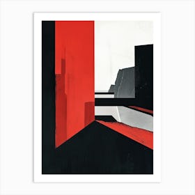 City In Red And Black, Abstract Art Print