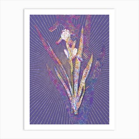Geometric Tall Bearded Iris Mosaic Botanical Art on Veri Peri 1 Art Print