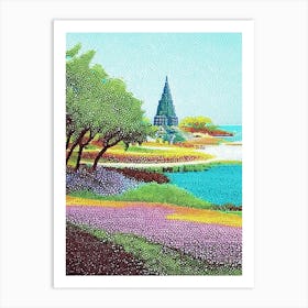 Nusa Dua Indonesia Pointillism Style Tropical Destination Art Print