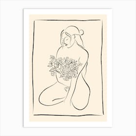Pretty Lady With Flowers 03 Art Print