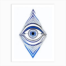 The Ajna Chakra, Symbol, Third Eye Blue & White 5 Art Print