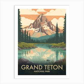 Grand Teton National Park Vintage Travel Poster 4 Art Print