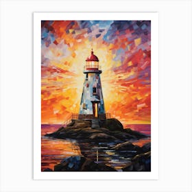 Lighthouse At Sunset 4 Art Print