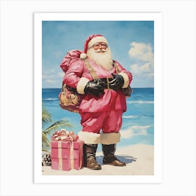 Santa Claus On The Beach 1 Art Print