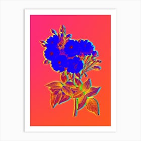 Neon Noisette Roses Botanical in Hot Pink and Electric Blue n.0057 Art Print