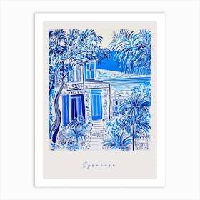 Syracuse Italy Blue Drawing Poster Art Print