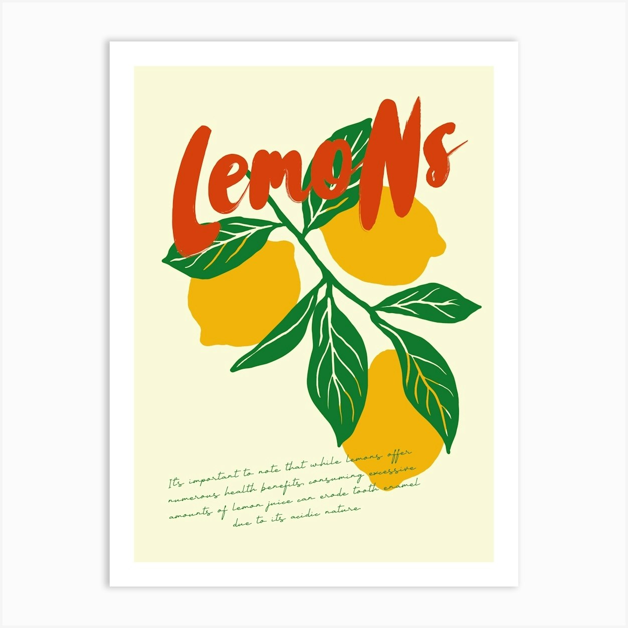 Boho Food 20 Lemons Art Print by Boho Print Collection