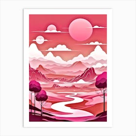 Landscape With Mountains And Clouds Art Print