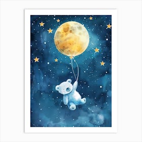 Watercolor Teddy Bear In The Sky Art Print