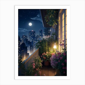 Night On The Balcony Art Print