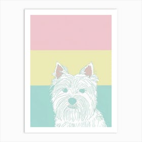 West Highland White Terrier Dog Pastel Line Illustration  2 Art Print