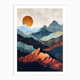 Sunset Peaks 3 Art Print