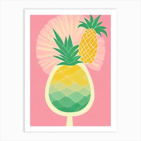 Pineapple Margarita Retro Pink Cocktail Poster Art Print