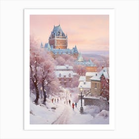 Dreamy Winter Painting Quebec City Canada 2 Art Print