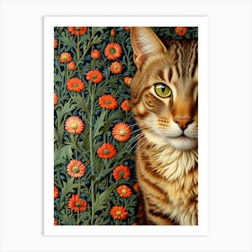 William Morris Cat In Flowers 2 Art Print