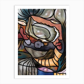 Colorful Abstract Woman With Pearls Madame Survivor Portrait Art Print