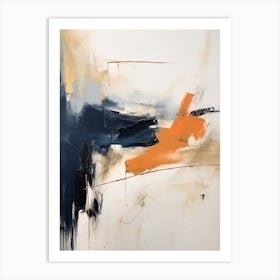 Navy And Orange Autumn Abstract Painting 10 Art Print