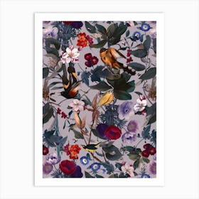 Floral And Birds Art Print