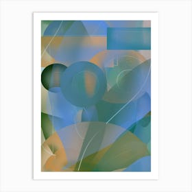 Blue Geometric Garden Abstract Art Print