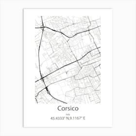 Corsico,Italy Minimalist Map Art Print