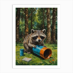 Raccoon In The Woods Art Print